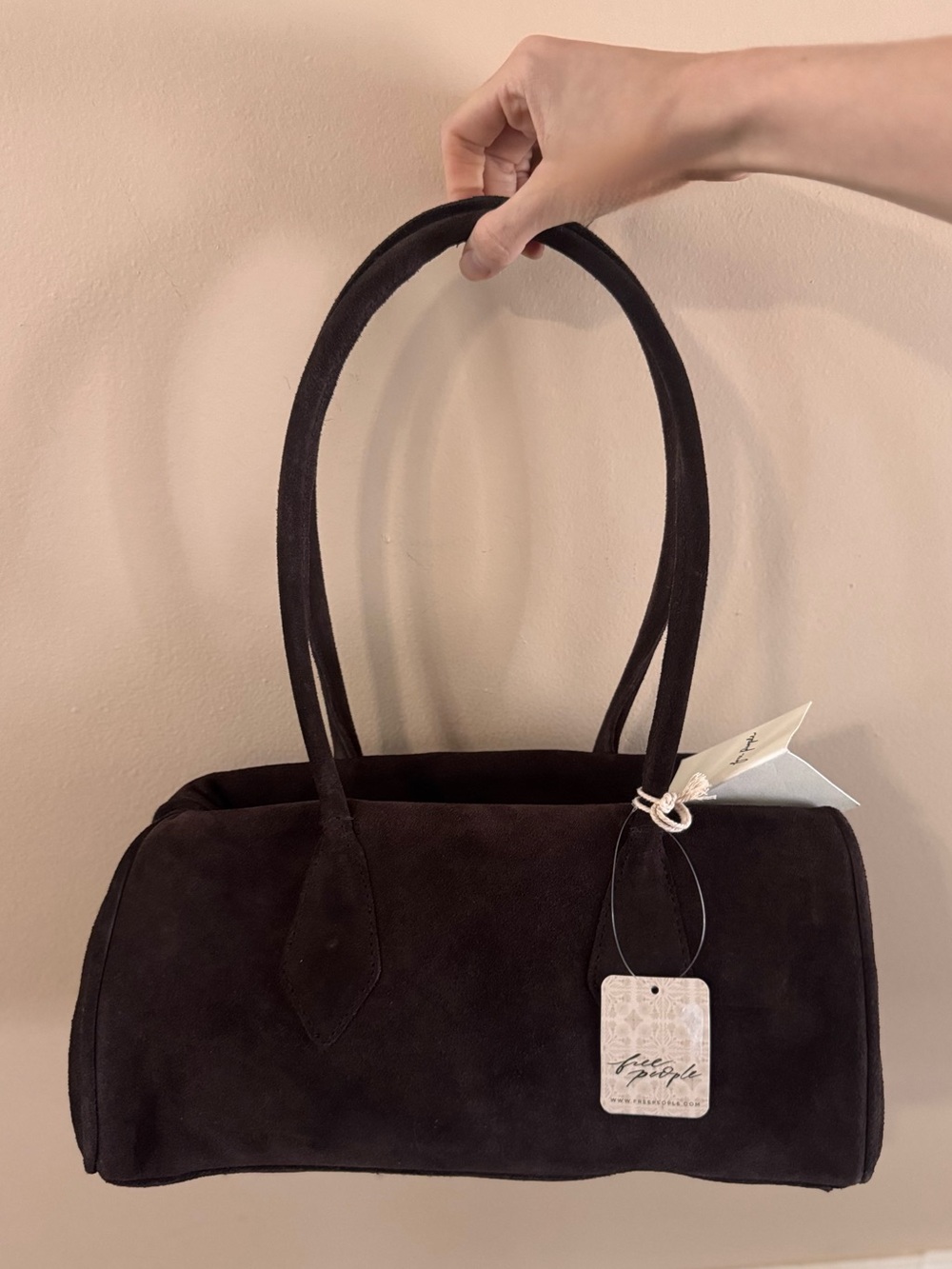 Free People Dark Brown Sierra Suede Shoulder Bag - Picture 8 of 14